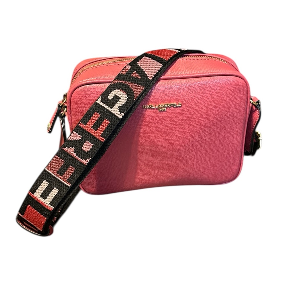 Karl Lagerfeld Paris Rose Pink Camera Cross Body Bag.